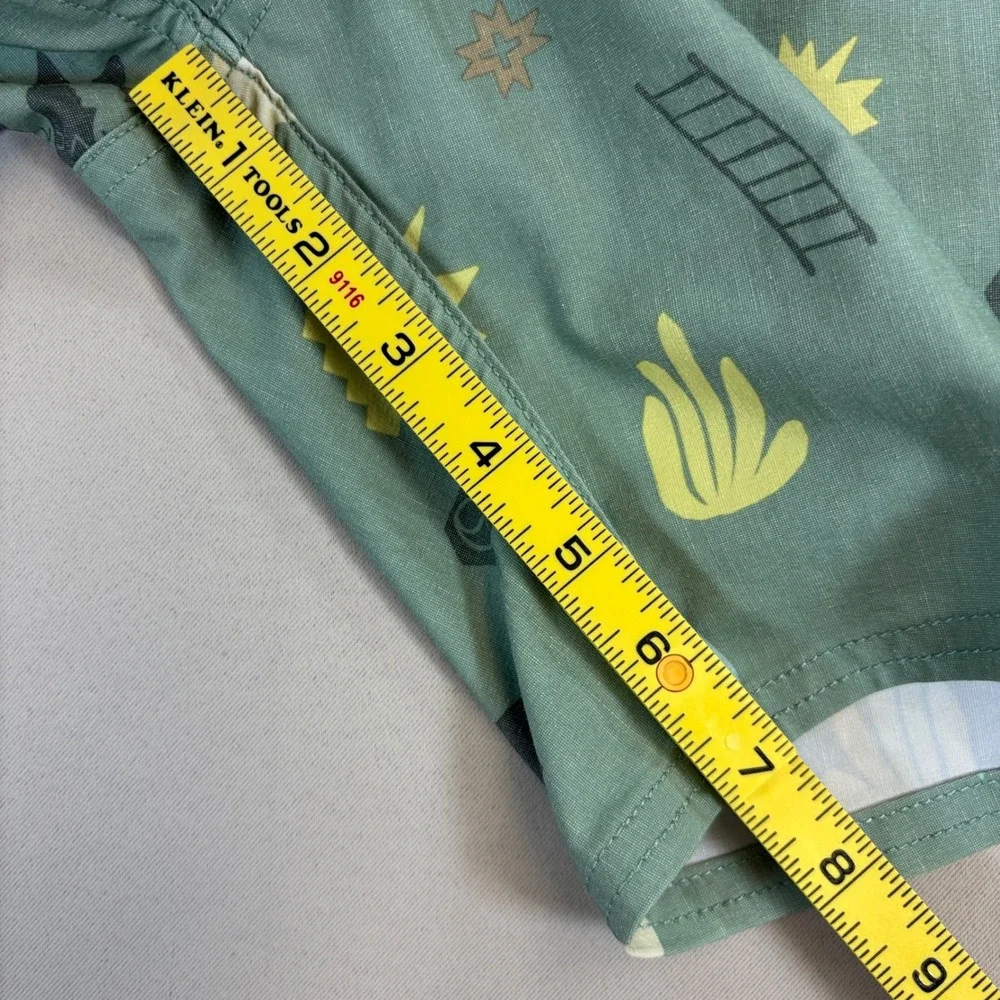 RVCA Board Shorts BOYS Large Green Abstract Print Hemp Blend Swim Trunks Surf